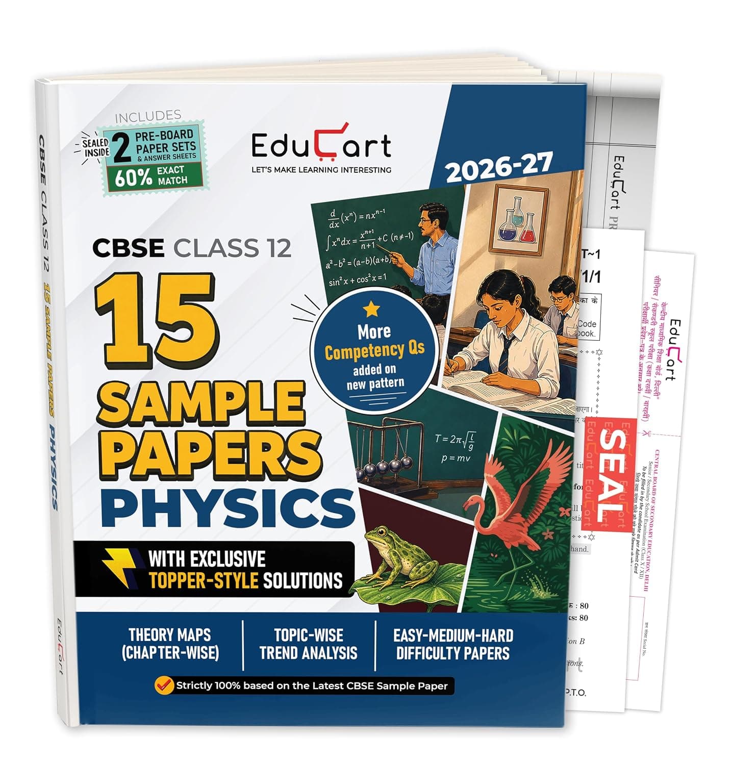 Cover of Educart CBSE Sample Paper Class 12 2026-27 Physics with Topper-Style Solutions | For 2027 Board Exam